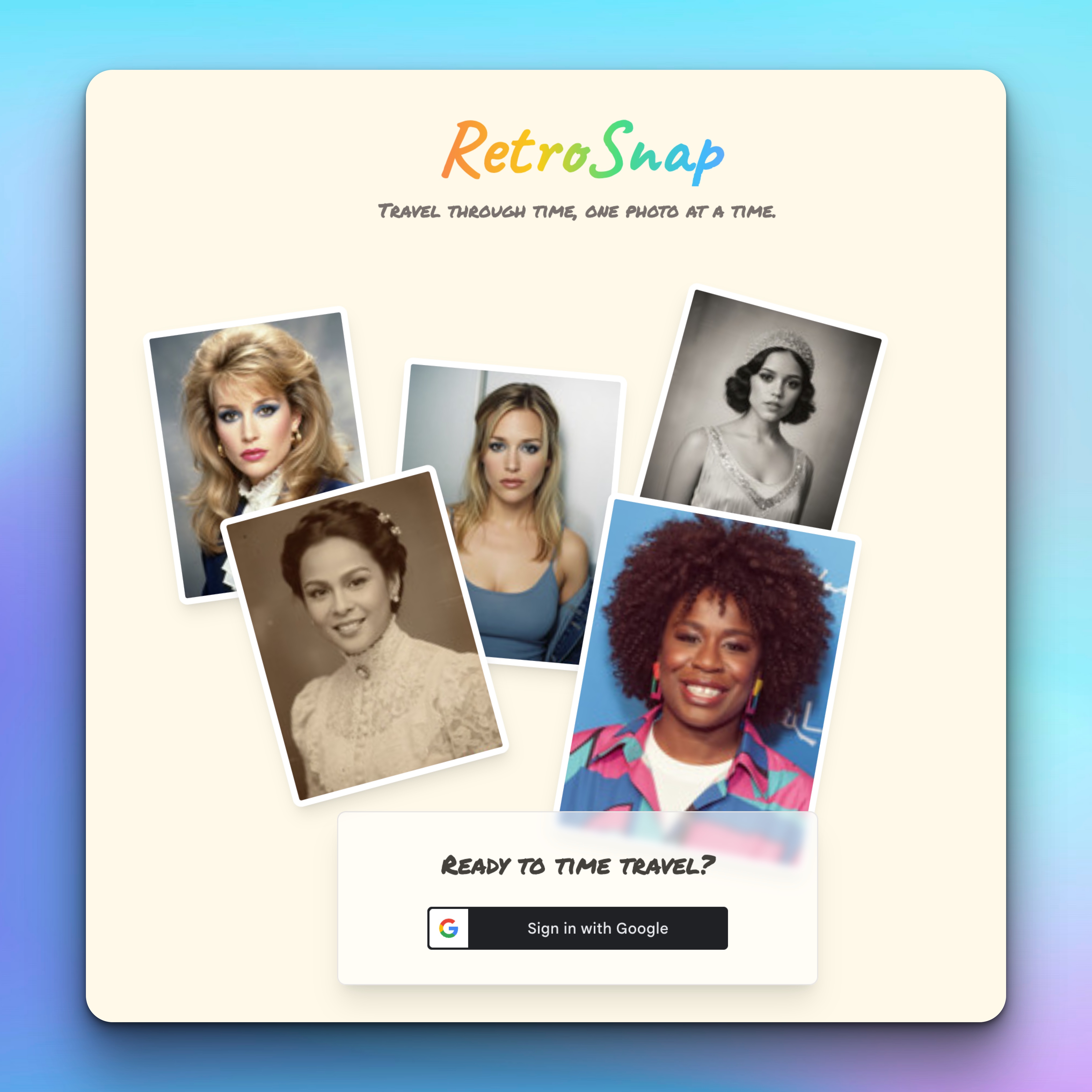 Screenshot of the RetroSnap application